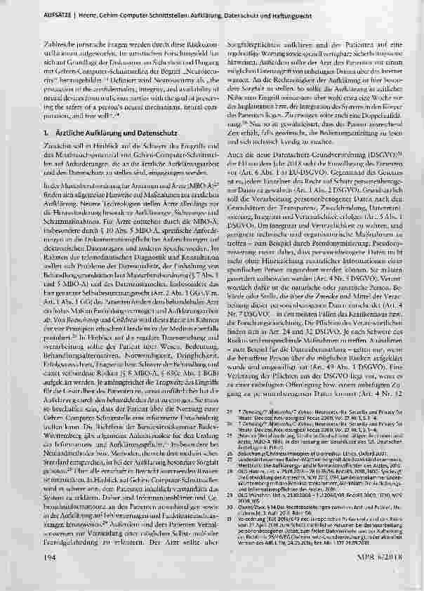 Vorschauseite 3: Gehirn-Computer-Schnittstellen: Aufklärung, Datenschutz und Haftungsrecht