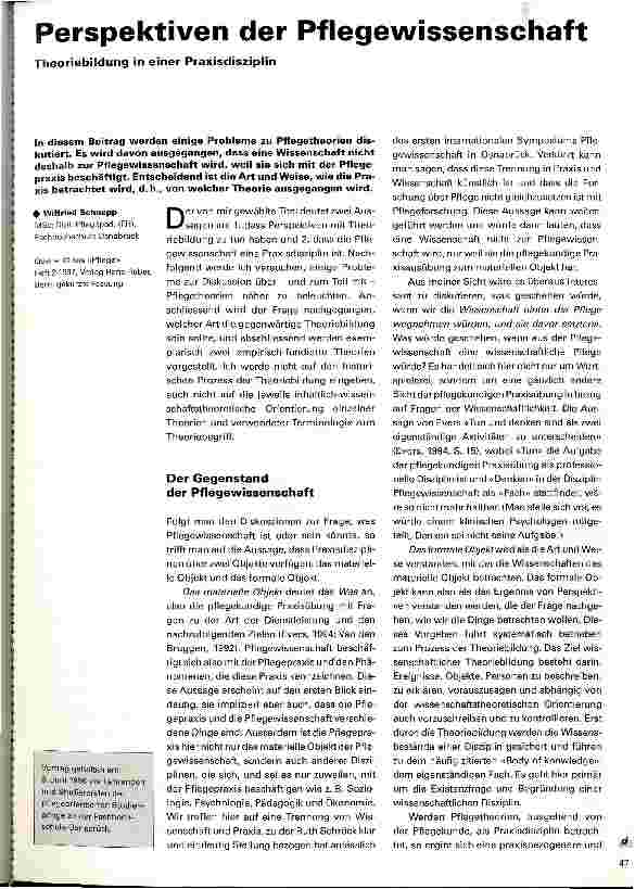 Vorschauseite 1: Perspektiven der Pflegewissenschaft Theoriebildung in einer Praxisdisziplin