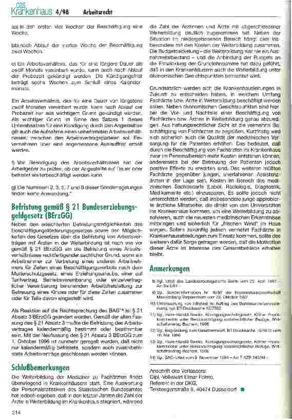Vorschauseite 5: Befristung von Arbeitsverträgen mit nachgeordneten Ärzten (Teil 2)