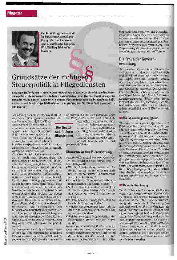 Vorschauseite 1: Grundsätze der richtigen Steuerpolitik in Pflegediensten
