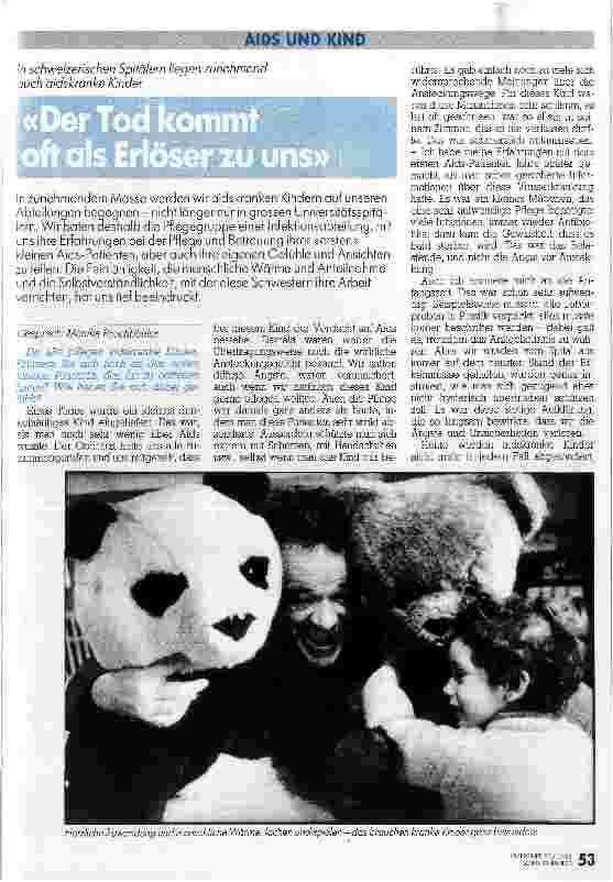 Vorschauseite 1: Der Tod kommt oft als Erlöser zu uns AIDS und Kind - Interview mit Monika Brechbühler