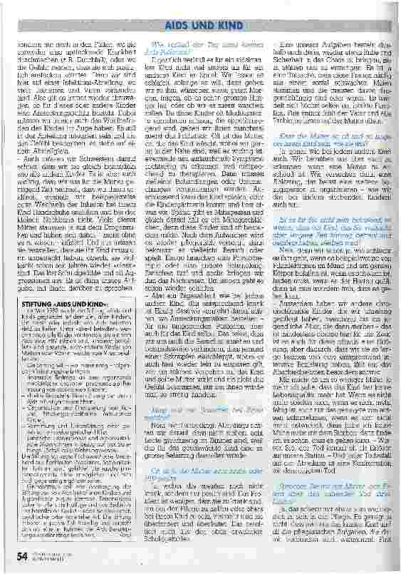 Vorschauseite 2: Der Tod kommt oft als Erlöser zu uns AIDS und Kind - Interview mit Monika Brechbühler