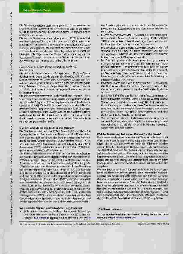 Vorschauseite 3: Ein systematisches Review für den Einsatz von Achtsamkeitstraining zur Reduktion von beruflich bedingtem Burnout