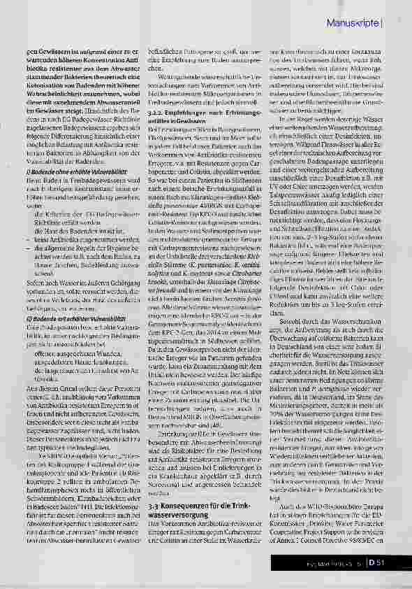 Vorschauseite 6: Zum Vorkommen und zur vorläufigen hygienisch-medizinischen Bewertung von Antibiotika resistenten Bakterien mit humanmedizinischer Bedeutung in Gewässern, Abwässern, Badegewässern…