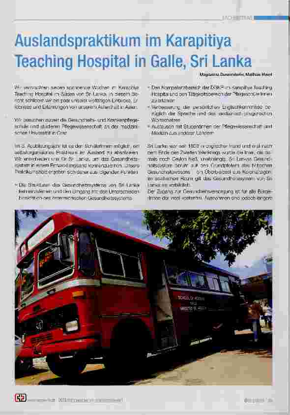 Vorschauseite 1: Auslandspraktikum im Karapitiya Teaching Hospital in Galle, Sri Lanka
