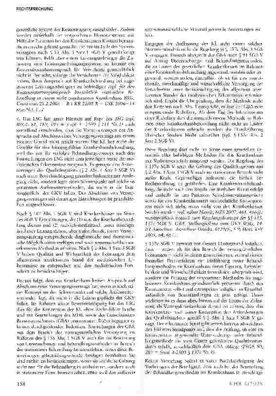 Vorschauseite 4: Kein Anspruch auf Abschluss eines Versorgungsvertrags bei Ablehnung eines Insolvenzverfahrens mangels Masse und Nichterfüllung des Qualitätsgebots nach § 2 SGB V