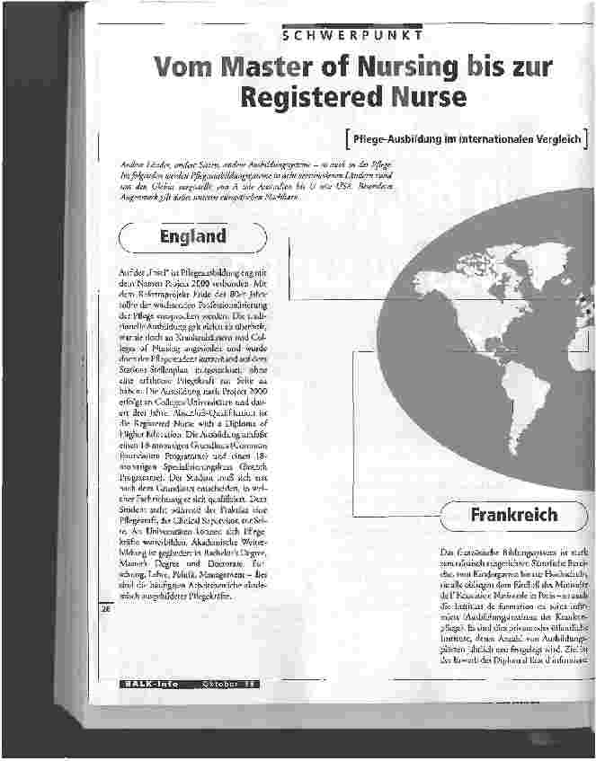 Vorschauseite 1: Vom Master of Nursing bis zur Registered Nurse Pflege-Ausbildung im internationalen Vergleich