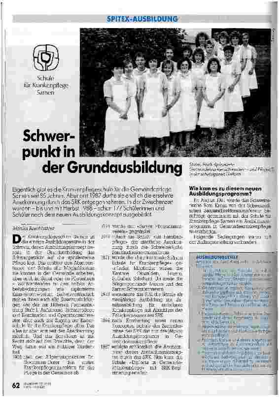 Vorschauseite 1: Schwerpunkt in der Grundausbildung Spital-Ausbildung /// Schule der Krankenpflege Sarnen