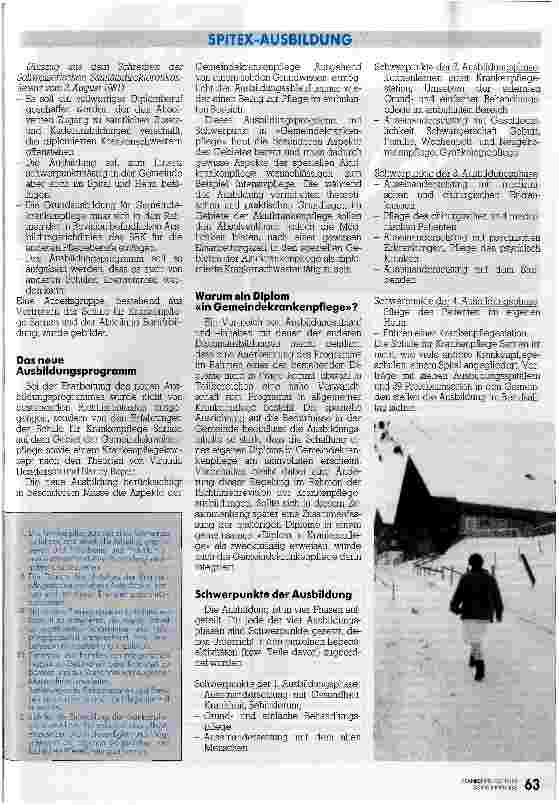 Vorschauseite 2: Schwerpunkt in der Grundausbildung Spital-Ausbildung /// Schule der Krankenpflege Sarnen