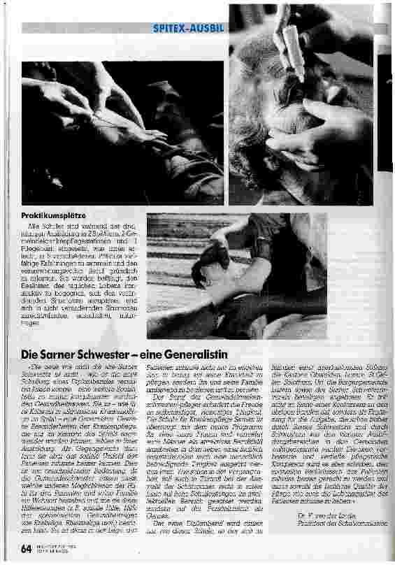 Vorschauseite 3: Schwerpunkt in der Grundausbildung Spital-Ausbildung /// Schule der Krankenpflege Sarnen