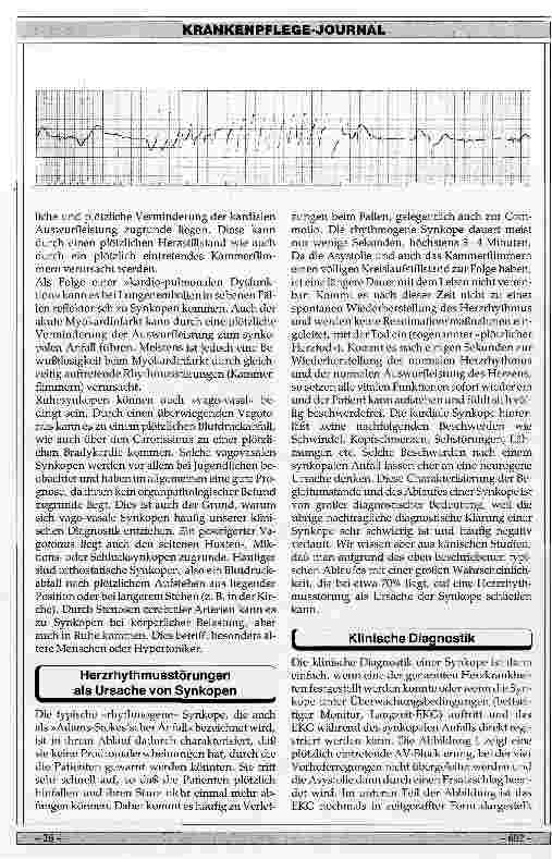 Vorschauseite 2: Ursachen, Klinik und Therapie kardialer Synkopen