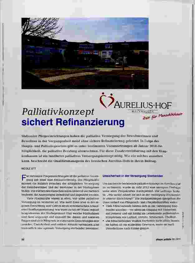 Vorschauseite 1: Palliativkonzept sichert Refinanzierung