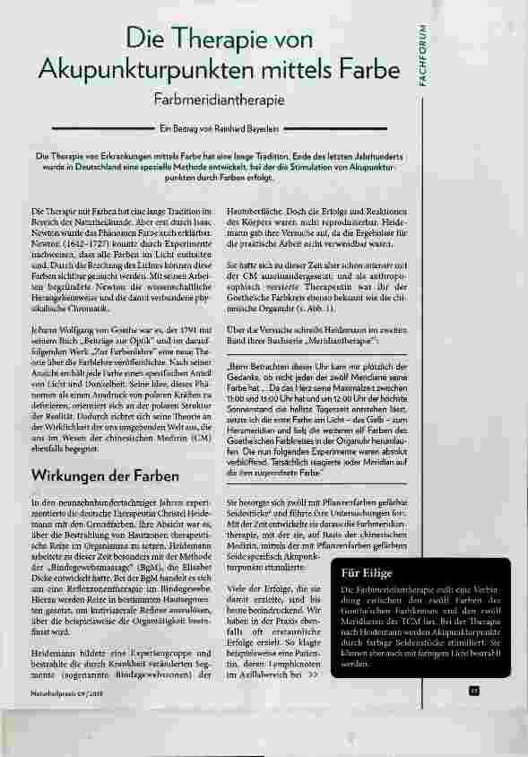 Vorschauseite 1: Die Therapie von Akupunkturpunkten mittels Farbe