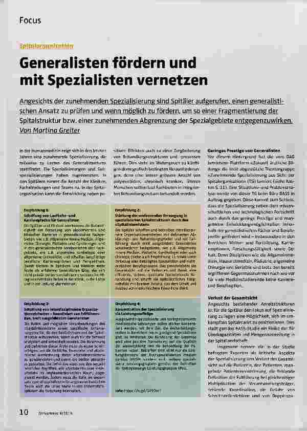 Vorschauseite 1: Generalisten fördern und mit Spezialisten vernetzen