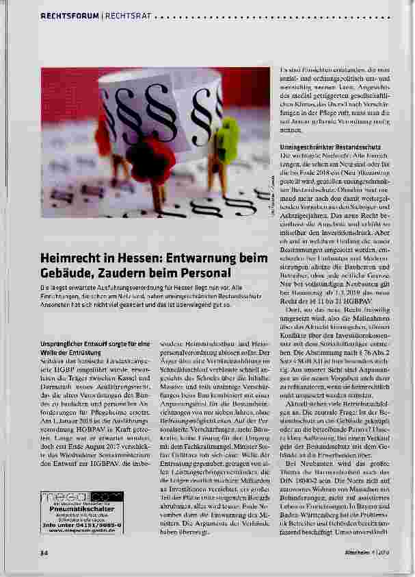Vorschauseite 1: Heimrecht in Hessen: Entwarnung beim Gebäude, Zaudern beim Personal