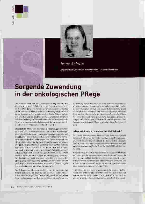 Vorschauseite 1: Sorgende Zuwendung in der onkologischen Pflege
