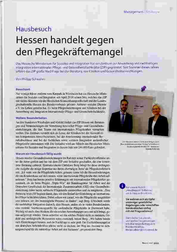 Vorschauseite 1: Hessen handelt gegen den Pflegekräftennange