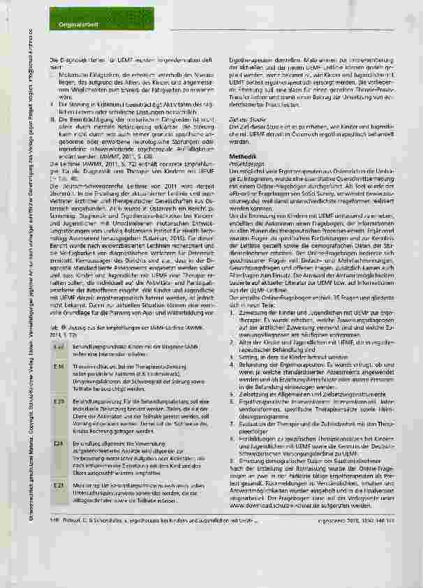 Vorschauseite 3: Ergotherapie bei Kindern und Jugendlichen mit umschriebener Entwicklungsstörung motorischer Funktionen in Österreich - eine Umfrage