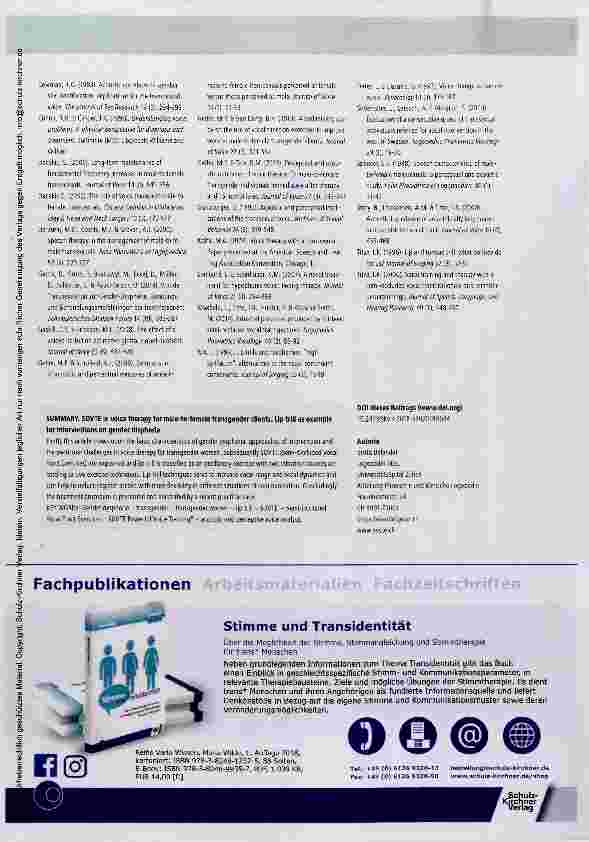 Vorschauseite 6: Stimmtherapie bei trans* Frauen mit SOVTE