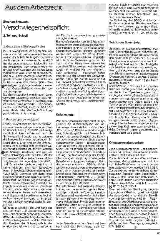 Vorschauseite 1: Verschwiegenheitspflicht 3. Teil und Schluß