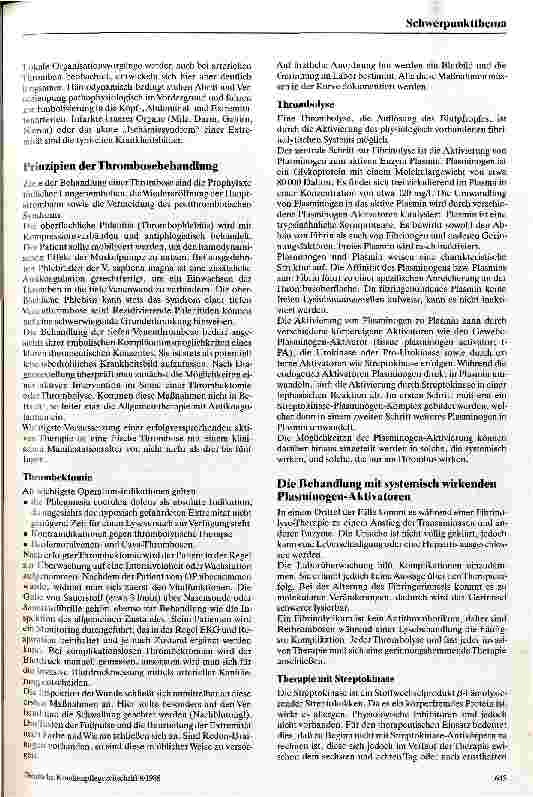 Vorschauseite 2: Die Akutbehandlung der Thrombose auf der Intensivstation