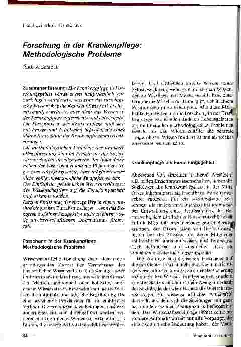 Vorschauseite 1: Forschung in der Krankenpflege: Methodische Probleme