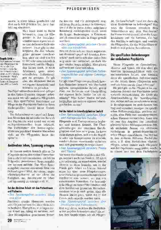 Vorschauseite 3: Vernetzung gefordert Ambulante psychiatriscvhe Pflege von Spitex und Psychiatrie