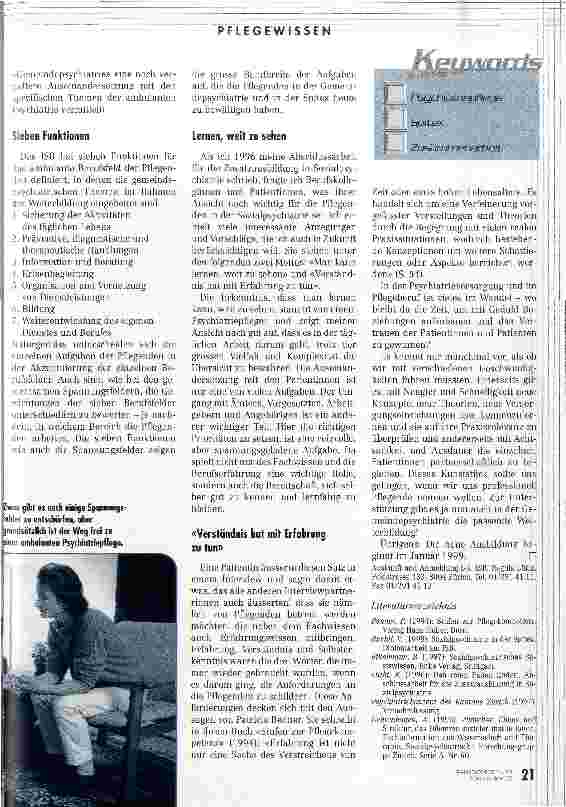 Vorschauseite 4: Vernetzung gefordert Ambulante psychiatriscvhe Pflege von Spitex und Psychiatrie