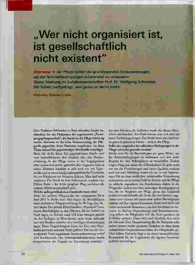 Vorschauseite 1: „Wer nicht organisiert ist, ist gesellschaftlich nicht existent