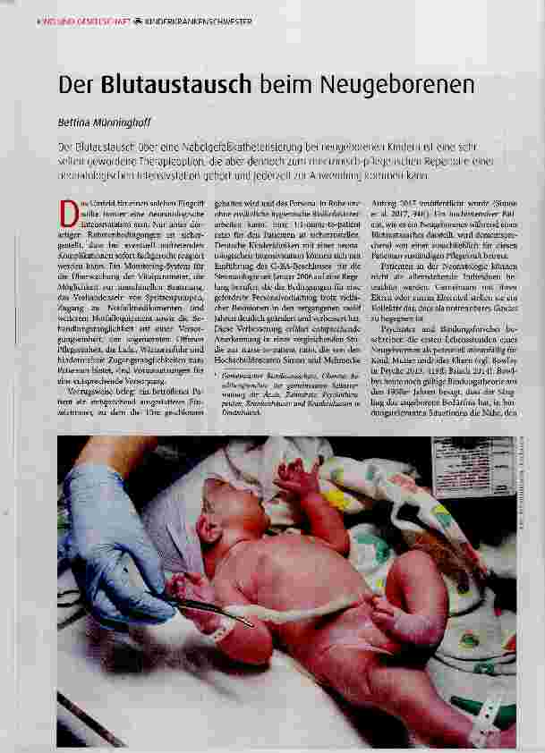Vorschauseite 1: Der Blutaustausch beim Neugeborenen