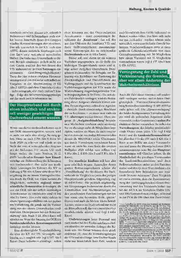 Vorschauseite 2: Reform der Sozialversicherung bessere Strukturen oder doch nur Umfärbung?
