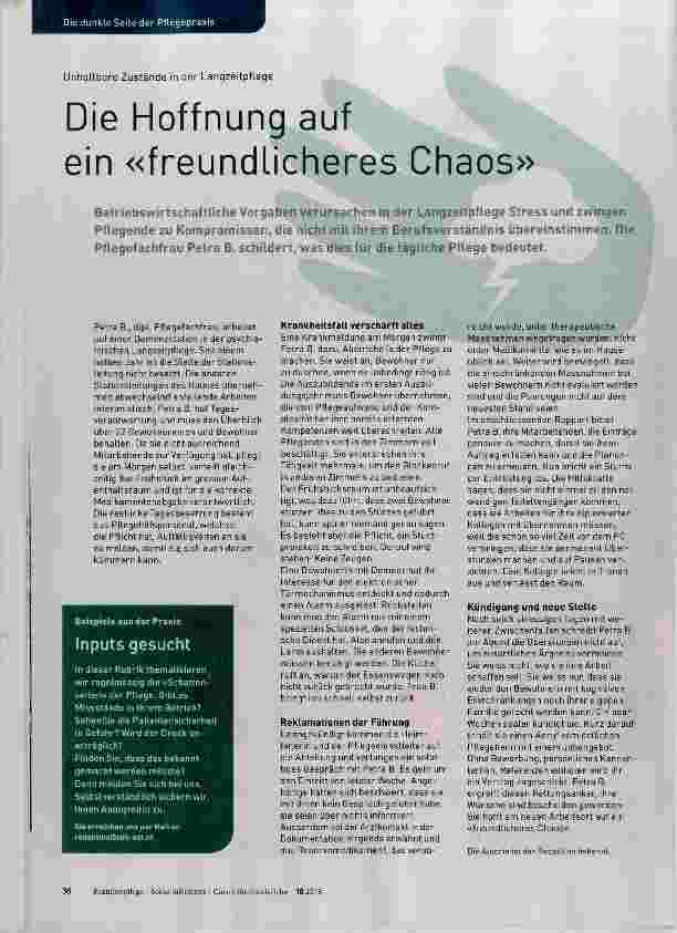 Vorschauseite 1: Die Hoffnung auf ein «freundlicheres Chaos»