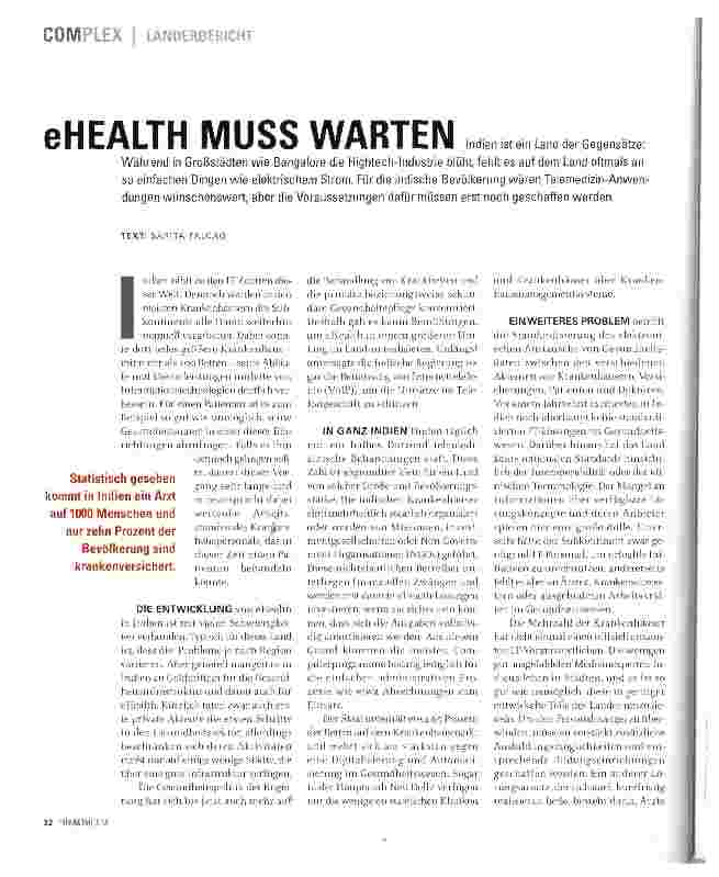 Vorschauseite 1: eHEALTH MUSS WARTEN