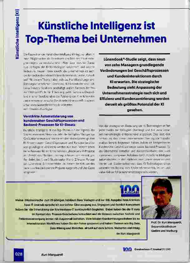 Vorschauseite 1: Künstliche Intelligenz ist Top-Thema bei Unternehmen