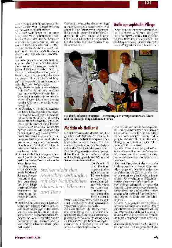 Vorschauseite 2: Den Patienten in seiner Ganzheit respektieren Anthroposophische Kinderkrankenpflege