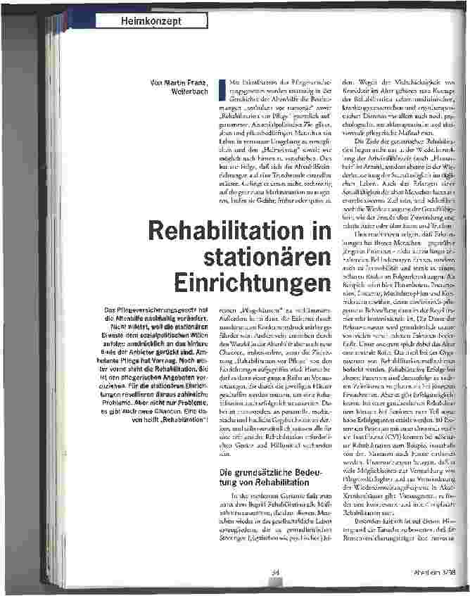 Vorschauseite 1: Rehabilitation in stationären Einrichtungen