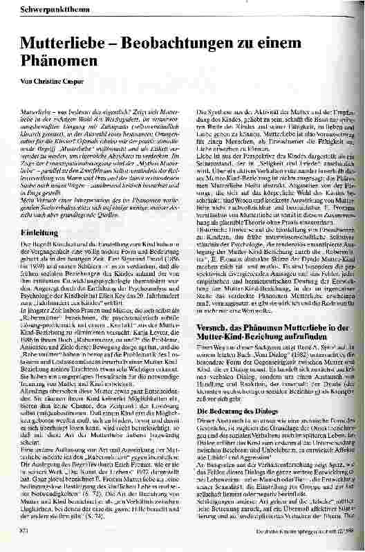 Vorschauseite 1: Mutterliebe Beobachtungen zu einem Phänomen
