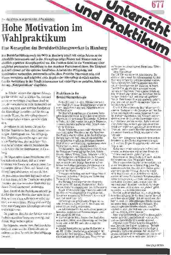 Vorschauseite 1: Berufspratika in angrenzenden Arbeitsfeldern: Hohe Motivation im Wahlpraktikum // Eine Konzeption des Berufsfortbildungswerkes Hamburg