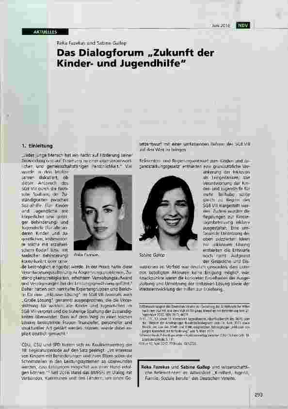Vorschauseite 1: Das Dialogforum „Zukunft der Kinderund Jugendhilfe
