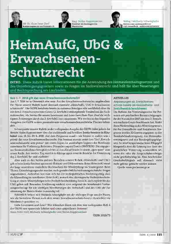 Vorschauseite 1: HeimAufG, UbG & Erwachsenenschutzrecht