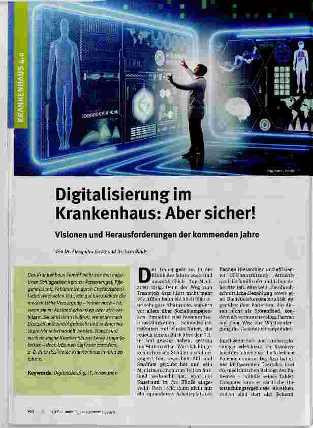 Vorschauseite 1: Digitalisierungim Krankenhaus: Aber sicher!
