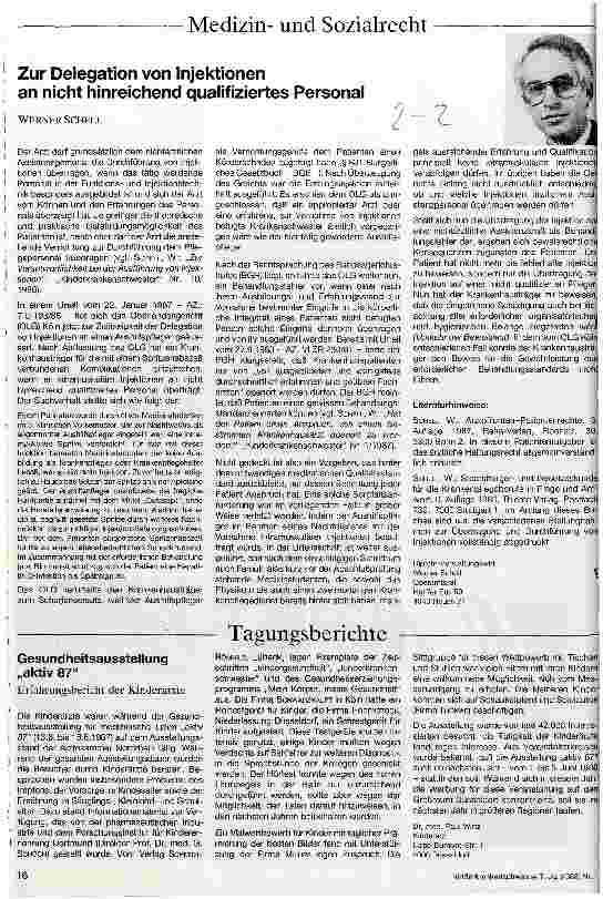 Vorschauseite 1: Zur Delegation von Injektionen an nicht hinreichend qualifiziertes Personal