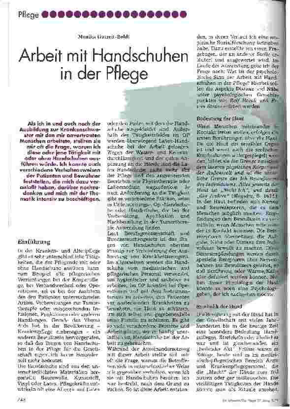 Vorschauseite 1: Arbeit mit Handschuhen in der Pflege