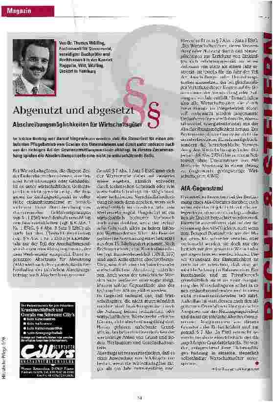 Vorschauseite 1: Abgenutzt und abgesetzt Abschreibungsmöglichkeiten für Wirtschaftsgüter