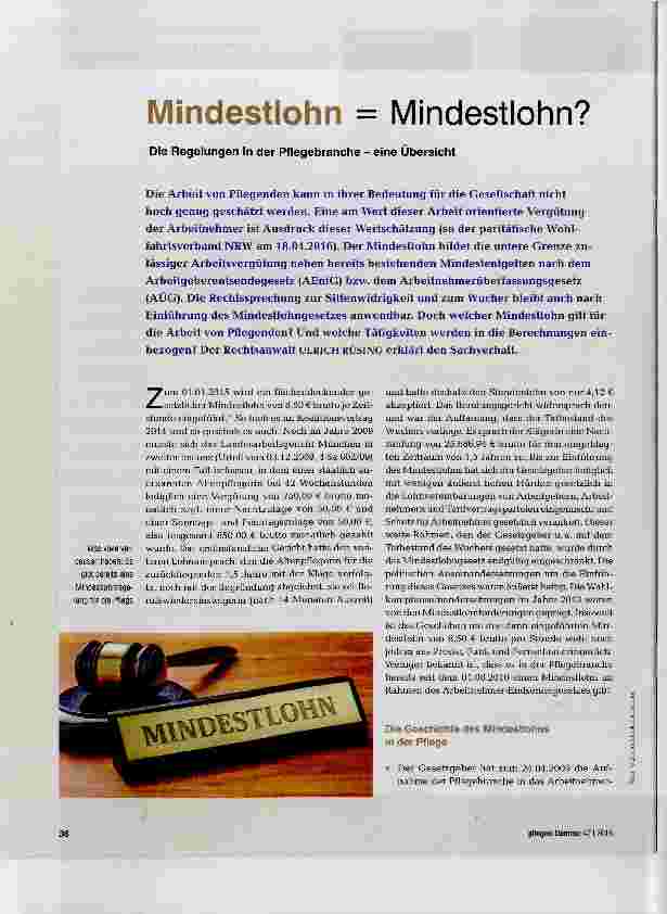 Vorschauseite 1: Mindestlohn = Mindestlohn?