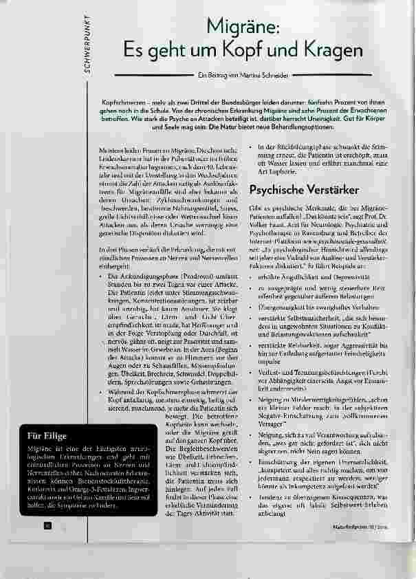 Vorschauseite 1: Migräne: Es geht um Kopf und Kragen