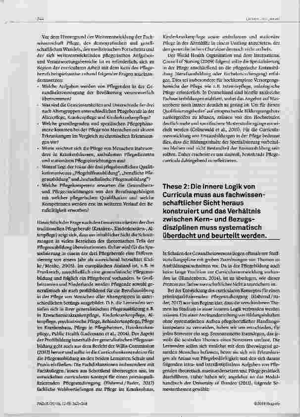 Vorschauseite 2: Entwicklung von Curricula für die Pflegeausbildung