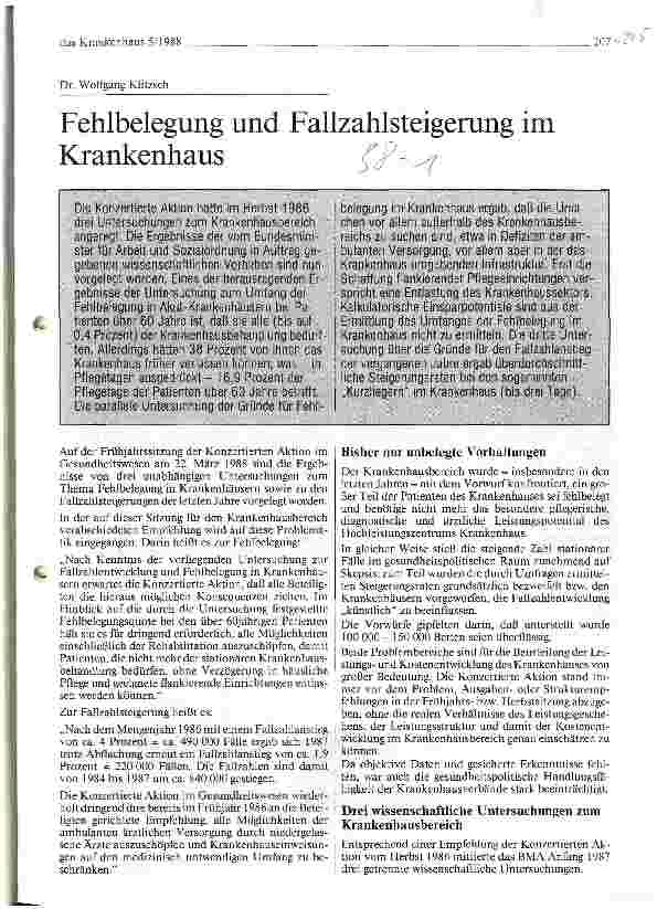 Vorschauseite 1: Fehlbelegung und Fallzahlsteigerung im Krankenhaus