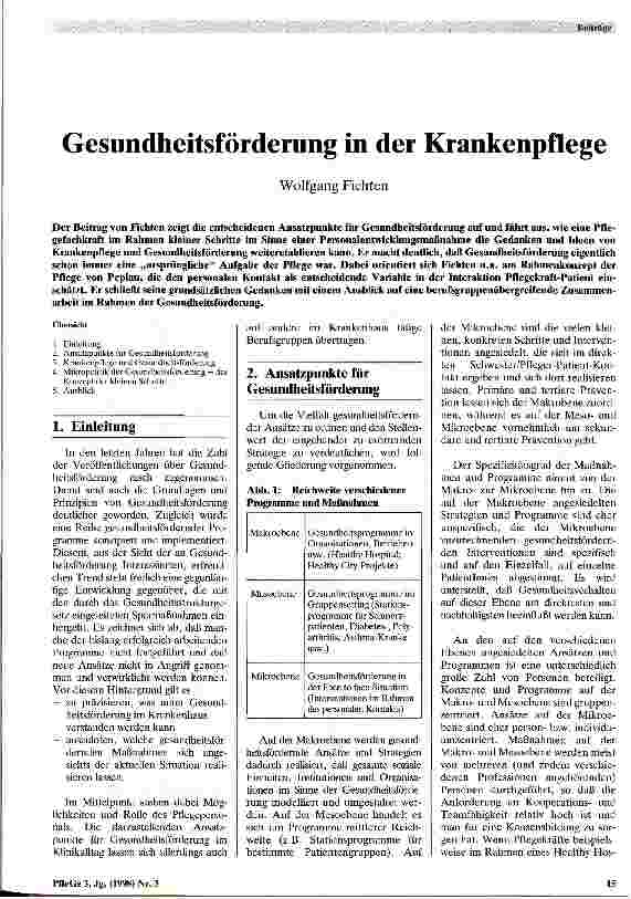 Vorschauseite 1: Gesundheitsförderung in der Krankenpflege
