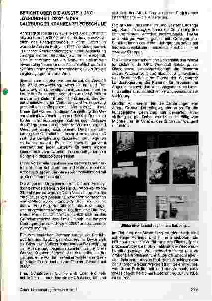 Vorschauseite 1: Bericht über die Ausstellung Gesundheit 2000 in der Salzburger Krankenpflegeschule